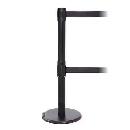 Queue Solutions RollerPro Twin 250, Black, 13' Yellow/Black CAUTION DO NOT ENTER Belts ROLTwin250B-YBC130
